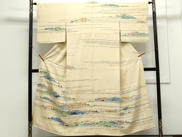 平和屋着物▼訪問着　作家物　風景文　正絹　逸品　CABA8407th