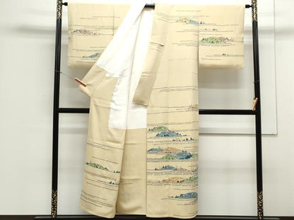 平和屋着物▼訪問着　作家物　風景文　正絹　逸品　CABA8407th