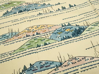 平和屋着物▼訪問着　作家物　風景文　正絹　逸品　CABA8407th