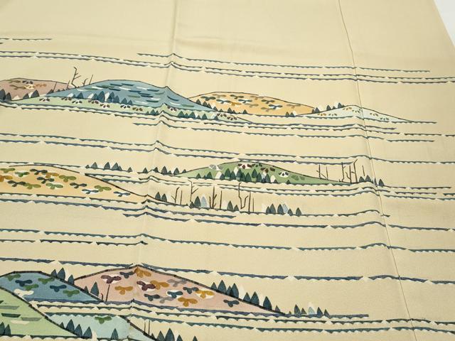 平和屋着物▼訪問着　作家物　風景文　正絹　逸品　CABA8407th