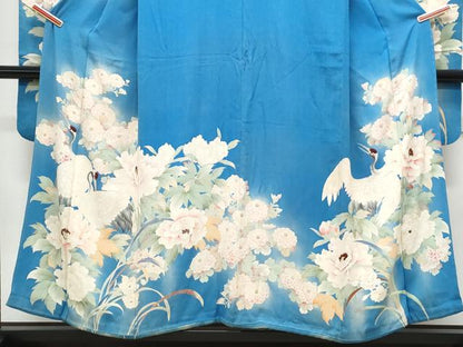平和屋着物●アンティーク　大正ロマン　中国三大刺繍　相良刺繍　総刺繍　豪華振袖　鶴　草花文　暈し染め　正絹　逸品　CABA8451th