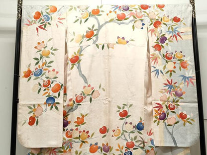 平和屋着物●豪華振袖　刺繍　枝橘　正絹　逸品　CABA8513th