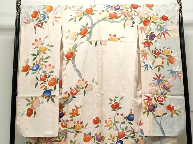 平和屋着物●豪華振袖　刺繍　枝橘　正絹　逸品　CABA8513th