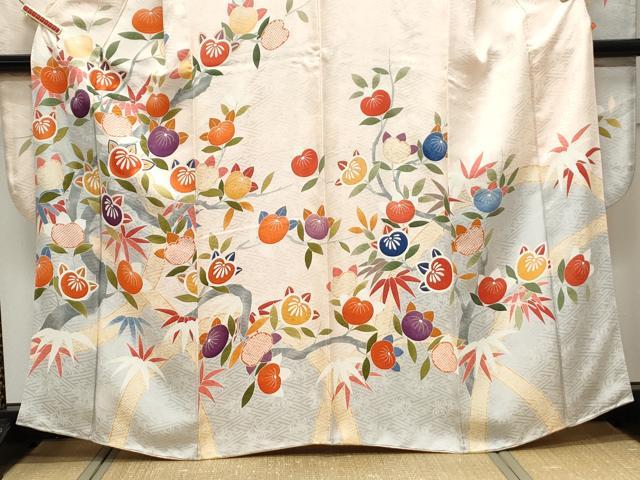 平和屋着物●豪華振袖　刺繍　枝橘　正絹　逸品　CABA8513th