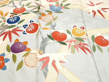 平和屋着物●豪華振袖　刺繍　枝橘　正絹　逸品　CABA8513th