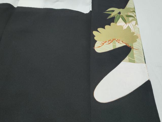 平和屋着物▼豪華黒留袖　刺繍　孔雀笹竹文　金彩　正絹　逸品　CABA8552th
