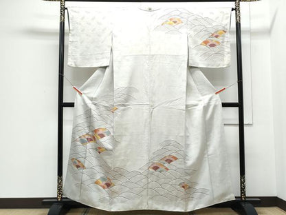 平和屋着物▼訪問着 立波青海波 金通し地 正絹 逸品 CABA8671th
