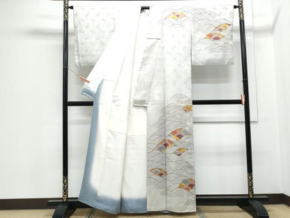 平和屋着物▼訪問着 立波青海波 金通し地 正絹 逸品 CABA8671th