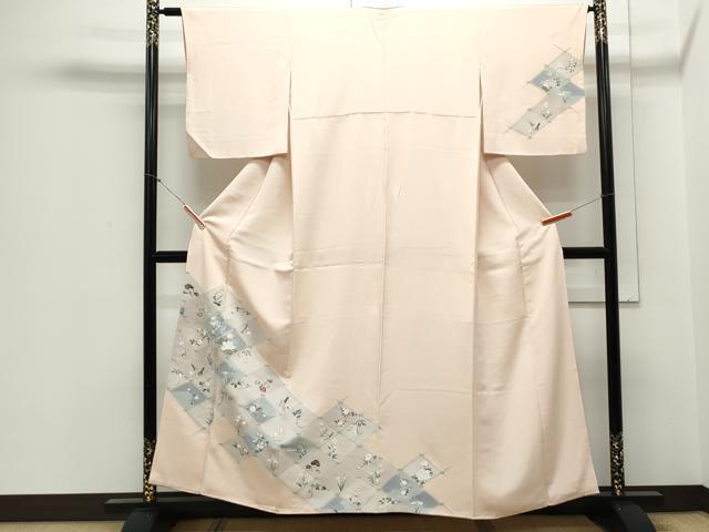 平和屋着物▼訪問着　刺繍　籬草花文　正絹　逸品　CABA8673th