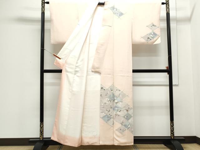 平和屋着物▼訪問着　刺繍　籬草花文　正絹　逸品　CABA8673th