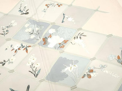 平和屋着物▼訪問着　刺繍　籬草花文　正絹　逸品　CABA8673th