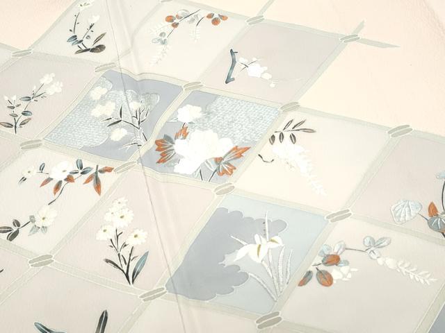 平和屋着物▼訪問着　刺繍　籬草花文　正絹　逸品　CABA8673th