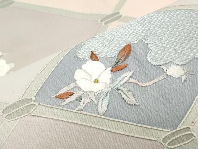 平和屋着物▼訪問着　刺繍　籬草花文　正絹　逸品　CABA8673th