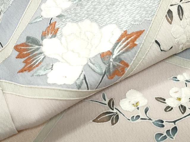 平和屋着物▼訪問着　刺繍　籬草花文　正絹　逸品　CABA8673th