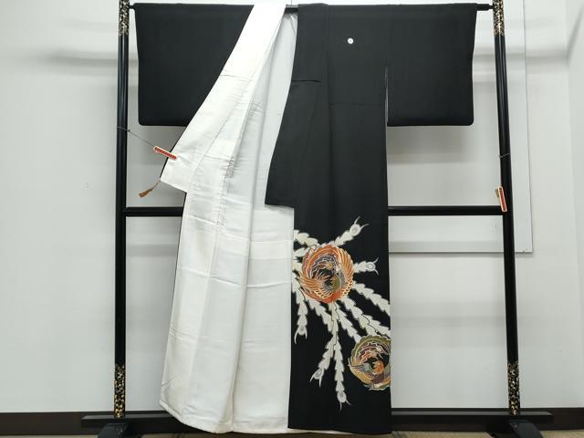 平和屋着物▼豪華黒留袖 孔雀丸文 金彩 正絹 逸品 CABA8693th