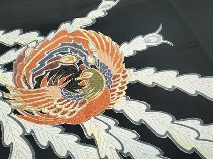 平和屋着物▼豪華黒留袖 孔雀丸文 金彩 正絹 逸品 CABA8693th