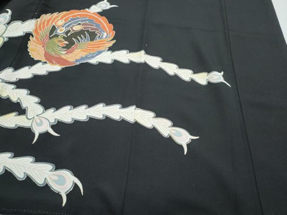 平和屋着物▼豪華黒留袖 孔雀丸文 金彩 正絹 逸品 CABA8693th