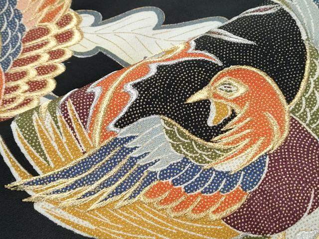 平和屋着物▼豪華黒留袖 孔雀丸文 金彩 正絹 逸品 CABA8693th