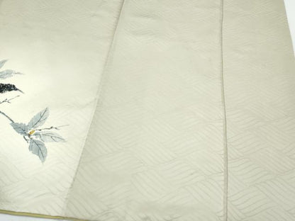 平和屋着物▼訪問着　作家物　手描き　草葉文　暈し染め　正絹　逸品　CABA8711th