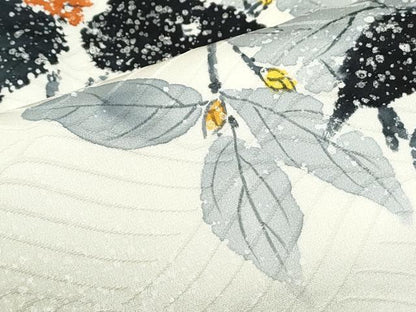 平和屋着物▼訪問着　作家物　手描き　草葉文　暈し染め　正絹　逸品　CABA8711th