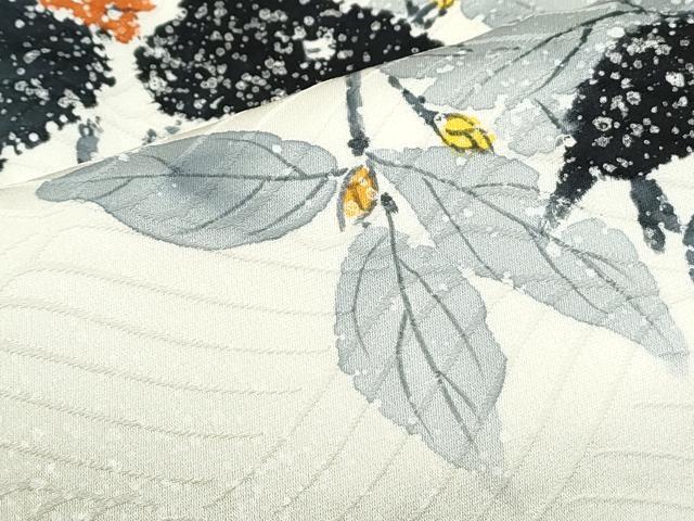 平和屋着物▼訪問着　作家物　手描き　草葉文　暈し染め　正絹　逸品　CABA8711th