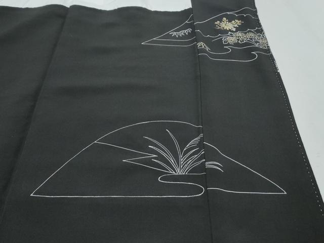 平和屋着物▼豪華黒留袖　駒刺繍　遠山風景文　正絹　逸品　CABA8715th