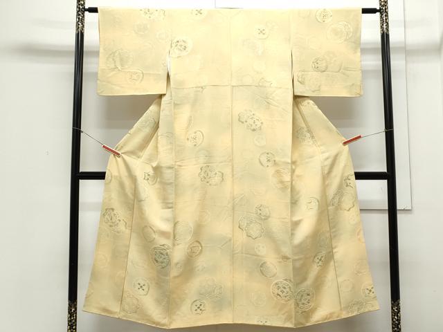 平和屋着物▼上質な小紋　地紋起こし　絵皿飛鳥文　暈し染め　正絹　逸品　CABA8793th