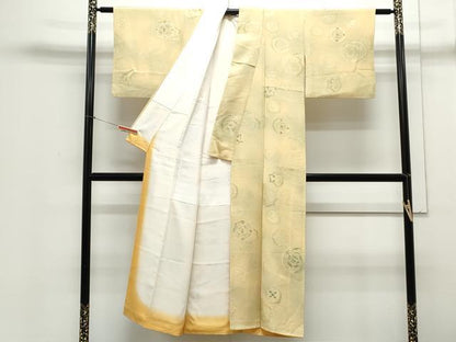 平和屋着物▼上質な小紋　地紋起こし　絵皿飛鳥文　暈し染め　正絹　逸品　CABA8793th