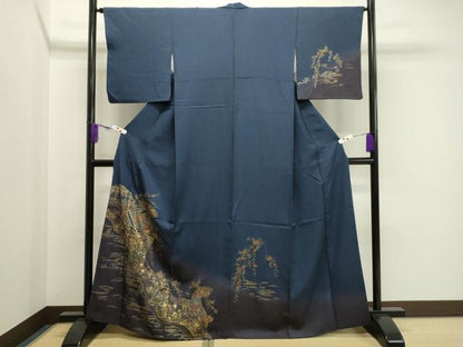 平和屋着物●訪問着 地紙短冊重ね花蝶文 暈し染め 金彩 まるやま扱い 正絹 逸品 CABA8848dy