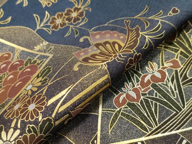 平和屋着物●訪問着 地紙短冊重ね花蝶文 暈し染め 金彩 まるやま扱い 正絹 逸品 CABA8848dy