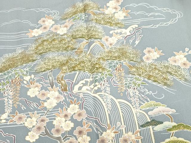 平和屋着物●豪華色留袖　刺繍　風景文　金彩　正絹　逸品　CABA8850dy