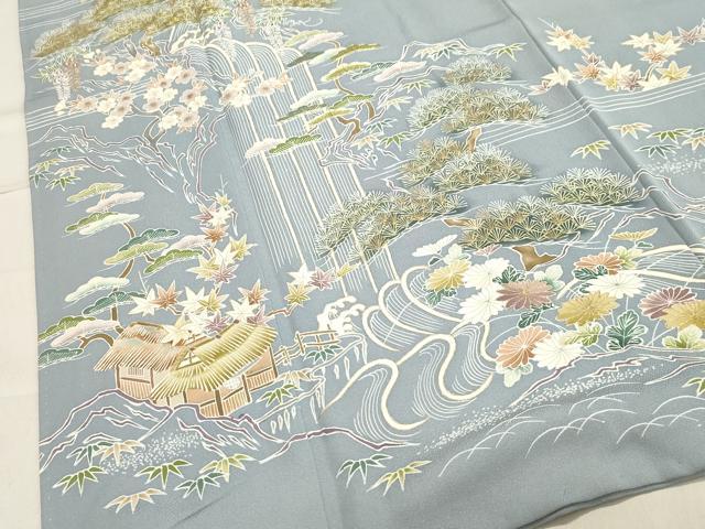 平和屋着物●豪華色留袖　刺繍　風景文　金彩　正絹　逸品　CABA8850dy