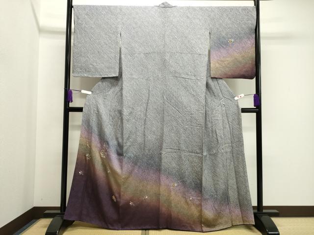 平和屋着物●訪問着 絞り 刺繍 草花丸文 暈し染め 金糸 正絹 逸品 CABA8851dy