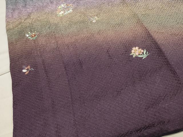 平和屋着物●訪問着 絞り 刺繍 草花丸文 暈し染め 金糸 正絹 逸品 CABA8851dy