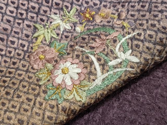 平和屋着物●訪問着 絞り 刺繍 草花丸文 暈し染め 金糸 正絹 逸品 CABA8851dy