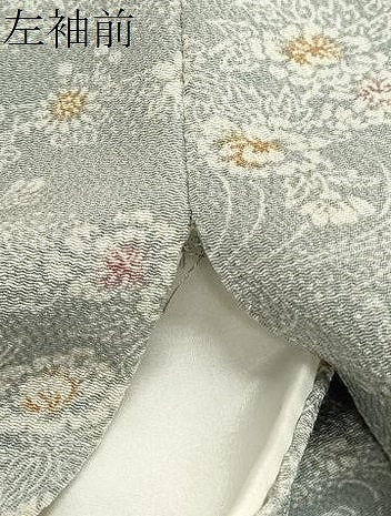 平和屋着物●上質な小紋　型染め　流水草花文　鬼しぼ縮緬　正絹　逸品　CABA8852dy 平和屋着物○上質な小紋 型染め 流水草花文 鬼しぼ縮緬 正絹