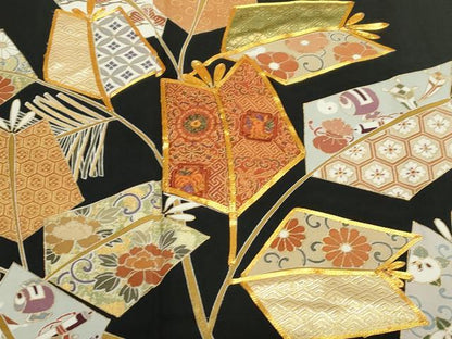 平和屋着物●豪華黒留袖 作家物 駒刺繍 松葉宝尽くし文 金彩 三越扱い 正絹 逸品 CABA8859dy