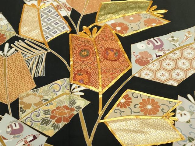 平和屋着物●豪華黒留袖 作家物 駒刺繍 松葉宝尽くし文 金彩 三越扱い 正絹 逸品 CABA8859dy