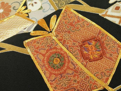 平和屋着物●豪華黒留袖 作家物 駒刺繍 松葉宝尽くし文 金彩 三越扱い 正絹 逸品 CABA8859dy