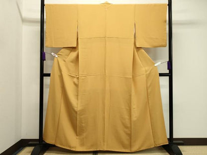 平和屋着物●上質な色無地　柑子色　正絹　逸品　CABA8862dy