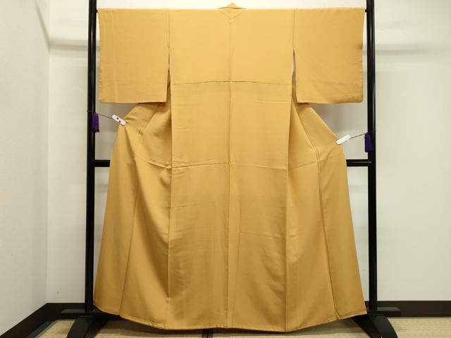 平和屋着物●上質な色無地　柑子色　正絹　逸品　CABA8862dy