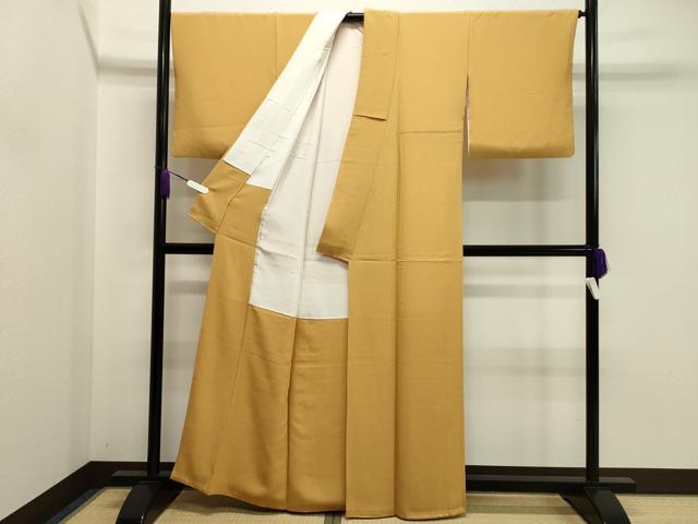 平和屋着物●上質な色無地　柑子色　正絹　逸品　CABA8862dy
