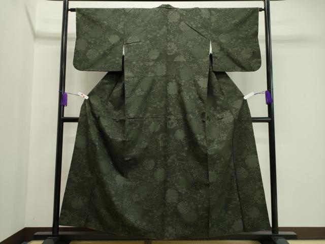 平和屋着物●結城紬 80亀甲 雪輪草花丸文 正絹 逸品 CABA8870dy