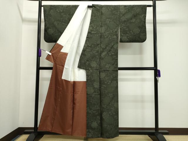 平和屋着物●結城紬 80亀甲 雪輪草花丸文 正絹 逸品 CABA8870dy