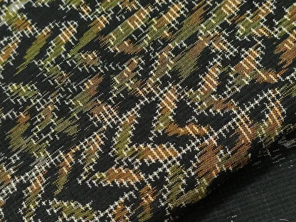 平和屋着物●上質な紬 草木文 黒地 正絹 逸品 CABA8871dy