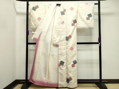 平和屋着物●上質な紬　破れ色紙重ね文　正絹　逸品　CABA8873dy