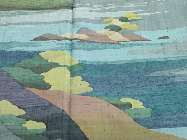 平和屋着物●訪問着　作家物　能州紬　風景文　ますいわ屋扱い　正絹　逸品　CABA8874dy
