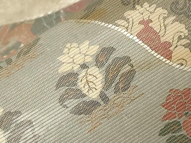 平和屋着物▽六通柄袋帯 螺鈿箔 流水更紗花文 引箔 正絹