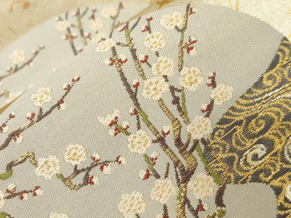平和屋着物▼六通柄袋帯　立波草花丸文　金銀糸　引箔　正絹　逸品　CABA8940dy