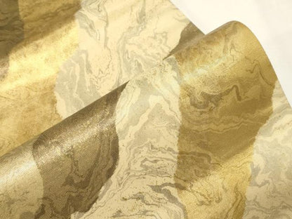 平和屋着物▼六通柄袋帯　墨流し文様　金彩　引箔　正絹　逸品　CABA8945dy